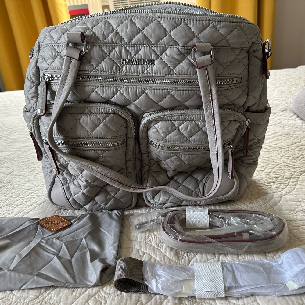 MZ Wallace Crosby City Tote w/matching detachable pouch & extra straps